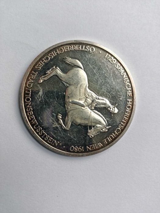 Austria Hofreitschule 1980 Medal Srebro Ag 925 waga 35 gram