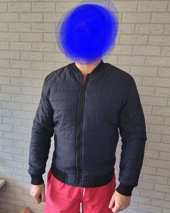 Granatowa kurtka męska L bomberka przejściówka pikowana wiatrówka