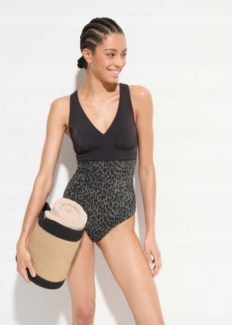 B.P.C modelujący stylowy kostium kąpielowy w cętki r.44