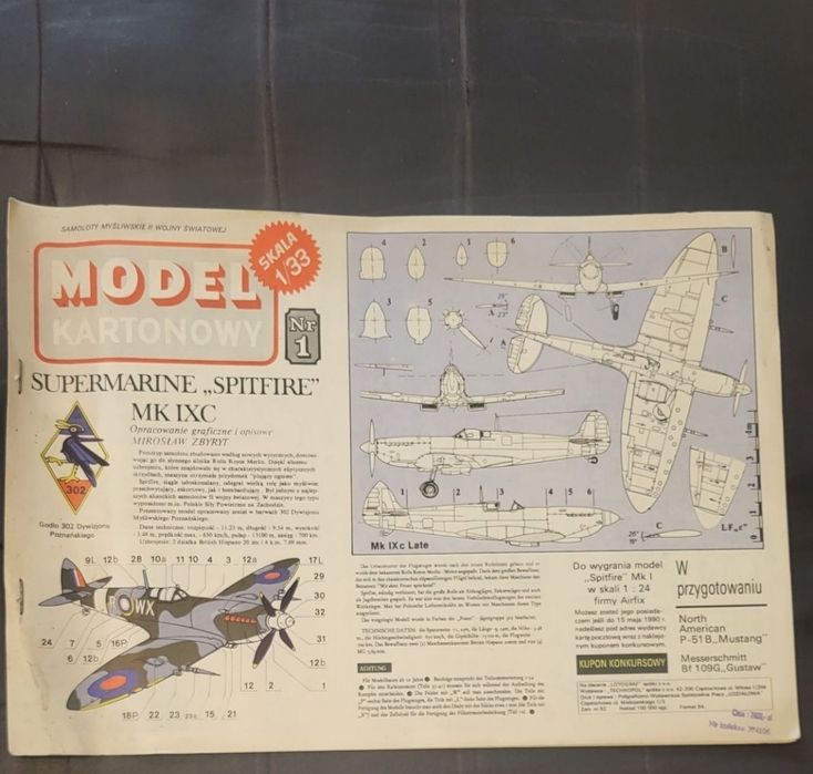 OKAZJA ` 6  modeli kartonowych ,  F-117 ME -1101 Tiger panthera spitfire