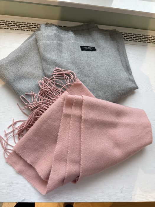 Zara szalik szary brzoskwiniowy