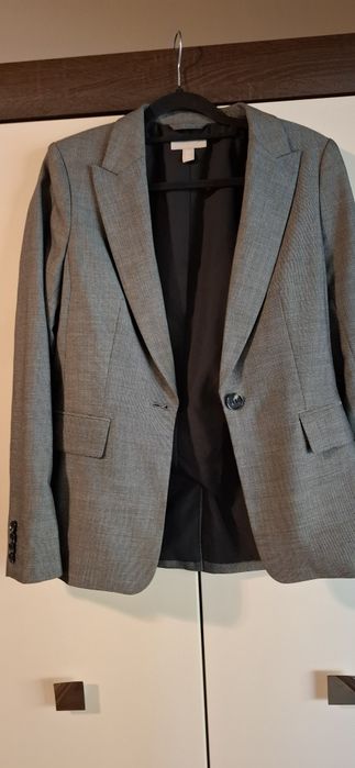 Garnitur damski h&m 34 XS grafitowy szerokie nogawki  marynarka