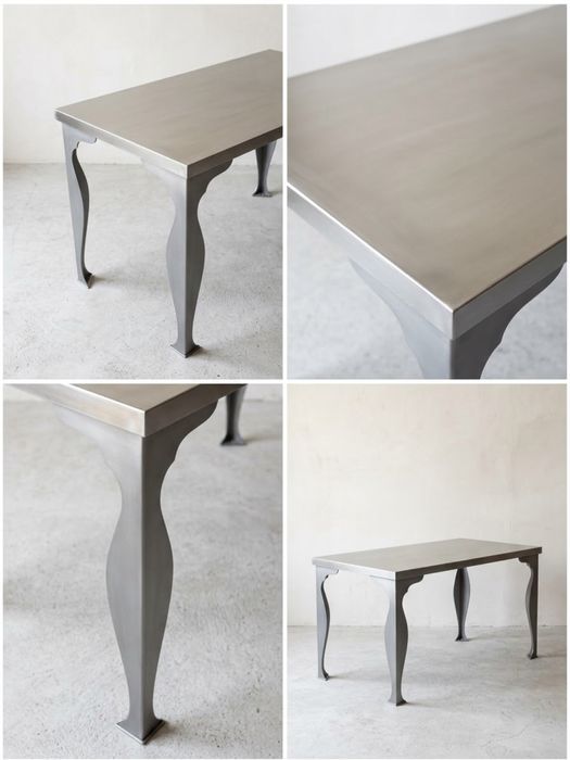 Mesa em Metal Inox (aço) com Pés Trabalhados – 120x60 cm