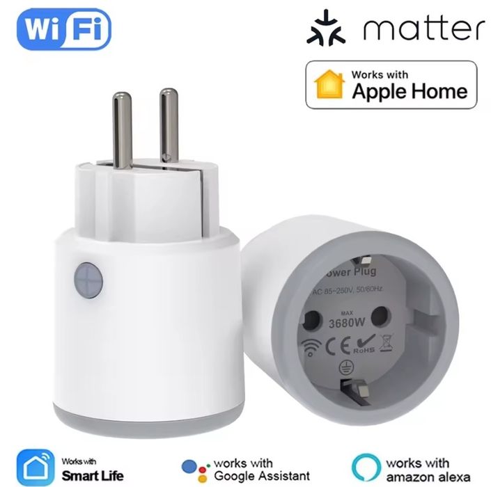 Розумна Wi-Fi  розетка Moes з підтримкою Matter 16A