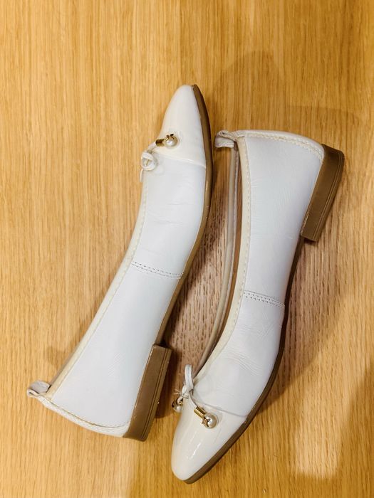 Buty baleriny skórzane białe komunijne ślubne rozmiar 37