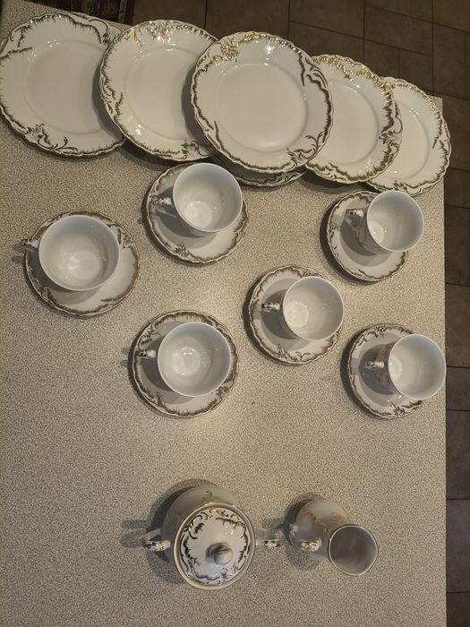 Serwis kawowy dla 6 os. Rococo , anna. 20 elementów, Ćmielów