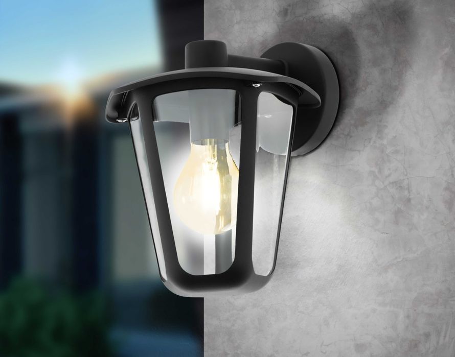 Lampa kinkiet zewnętrzny aluminium czarny mat E27 IP44 Eglo MONREALE