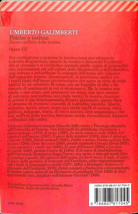 "Psiche e techne: L' uomo nell' età della tecnica" de Umberto Galimberti