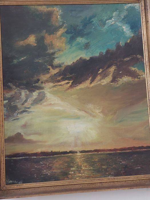 Pintura óleo sobre tela datado e assinado pintura