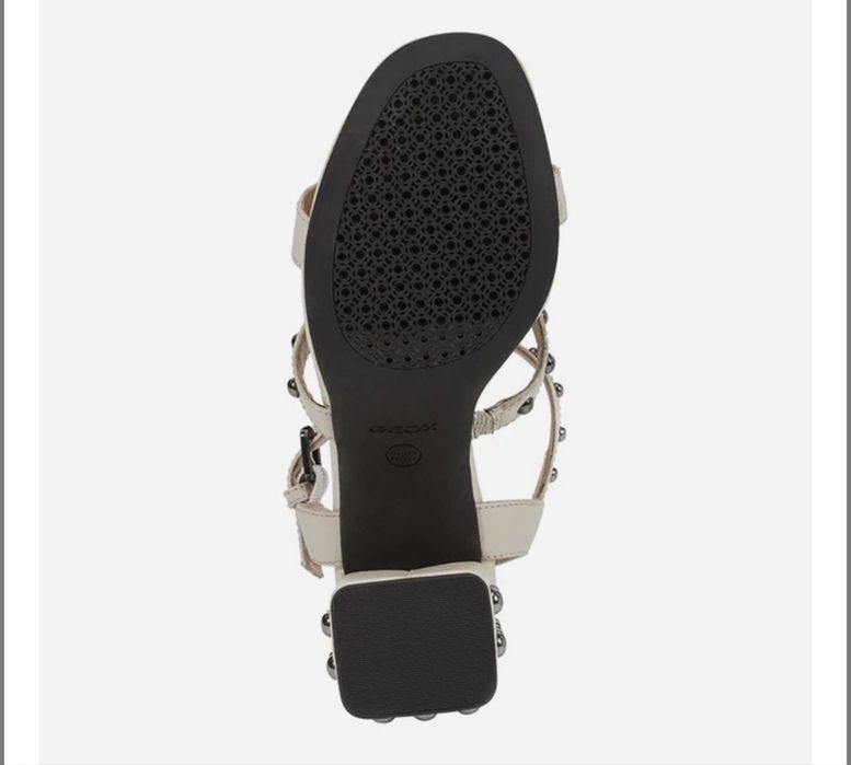 Кожаные босоножки Geox D Seyla Sandal High бежевые заклёпки р.