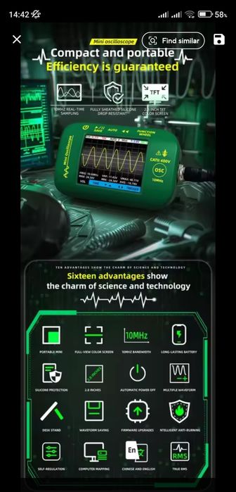 Osciloscópio marca Bside de 10Mhz
