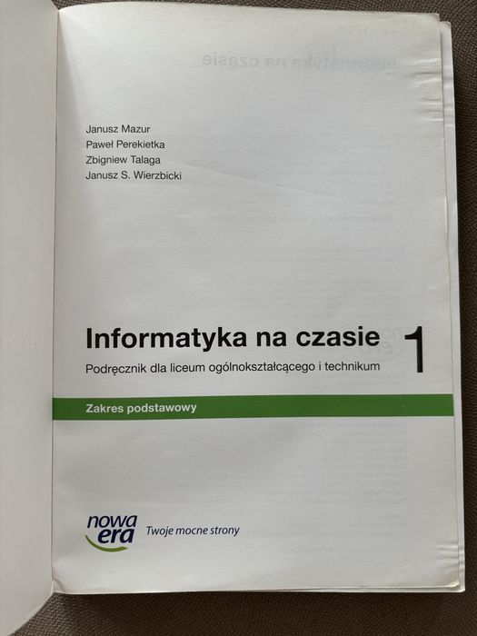 informatyka na czasie 1 zakres podstawowy nowa era
