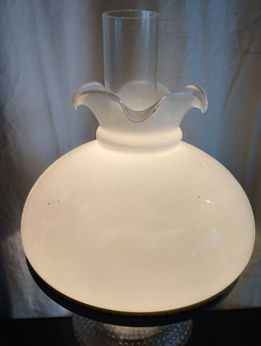 Lampka nocna, mosiądz, szkło, antyk.