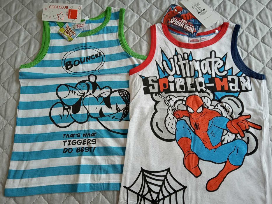 Nowe , 2 koszulki, rozm. 116 Spiderman, Tygrysek