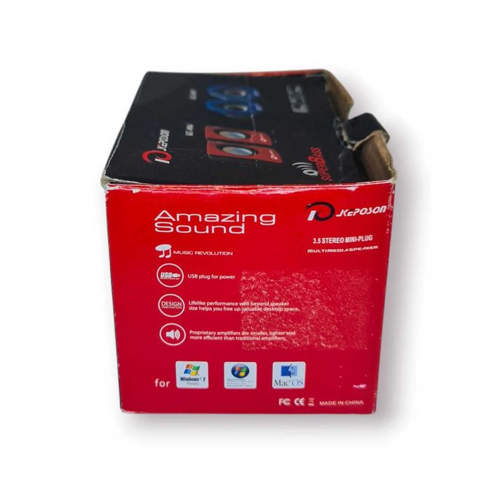 Colunas Multimédia Keposon KU-004 — Super Bass (USB + Jack 3.5mm)