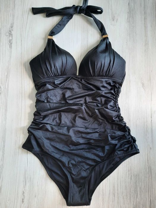 Черный сдельный цельный купальник Victoria's Secret с пушапом утяжка S