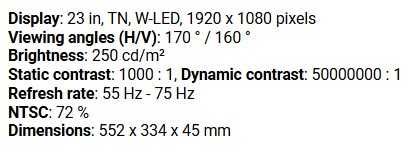 Monitor 23" Asus FULL HD 1080P