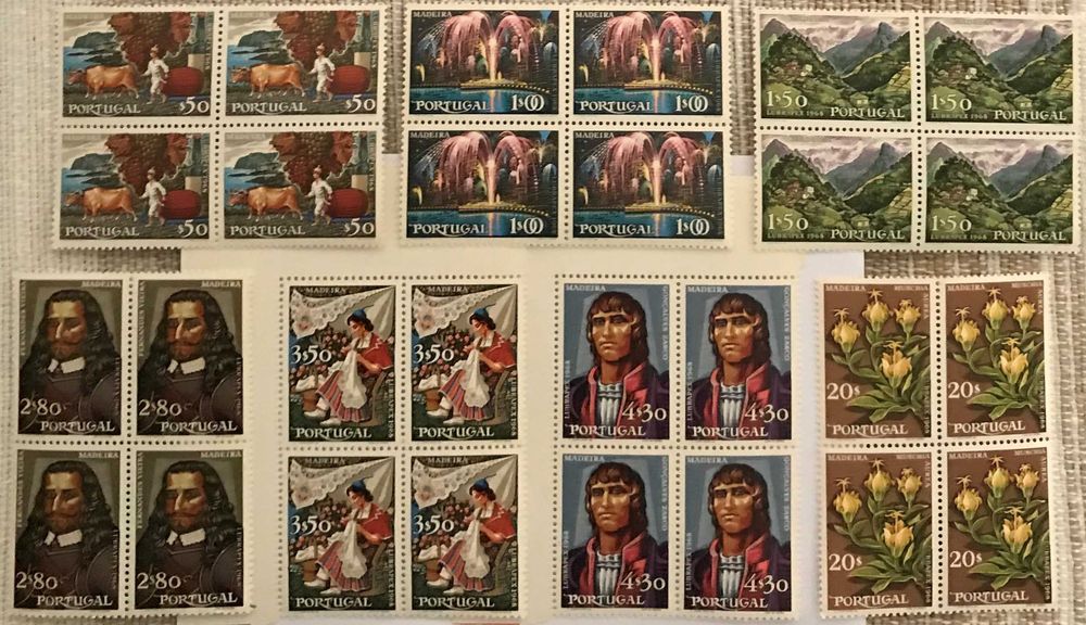 Complete set of 7 stamp sheets, unused – Lubrapex Madeira – 1968