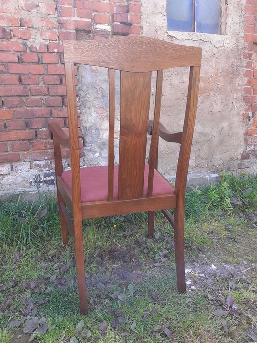 Antyczne krzesło tron do biurka dąb po renowacji