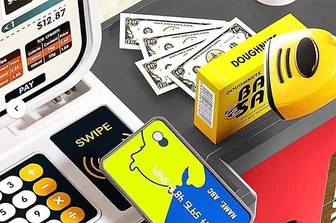 Дитячий супермаркет, іграшковий магазин з касою та сканером