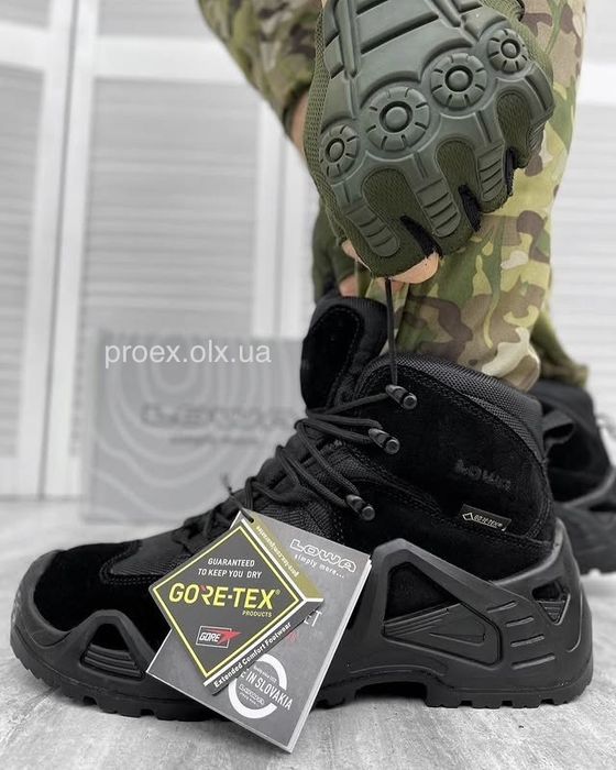 Тактичні черевики LOWA Zephyr GTX MID TF Black Gore-Tex військові берці 39-45 Поліція