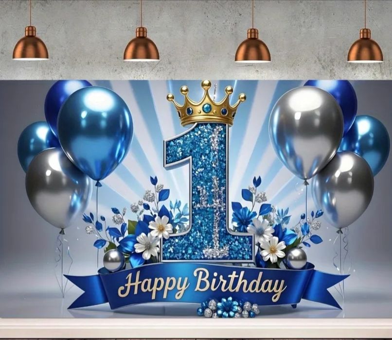 2D Плоский - Один однотонний 2D блискучий синьо-срібний фон