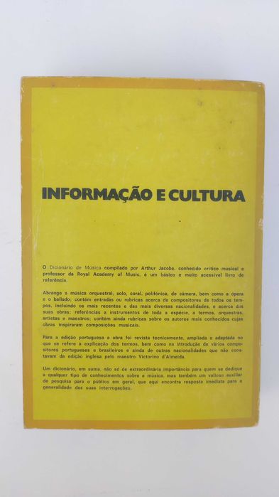 Dicionario de musica de Arthur Jacobs 1978 - Portes Gratis