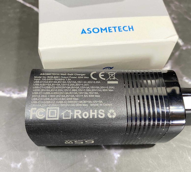 Asometech Зарядка PD GaN 3-порти 65Ватт Fast Charger