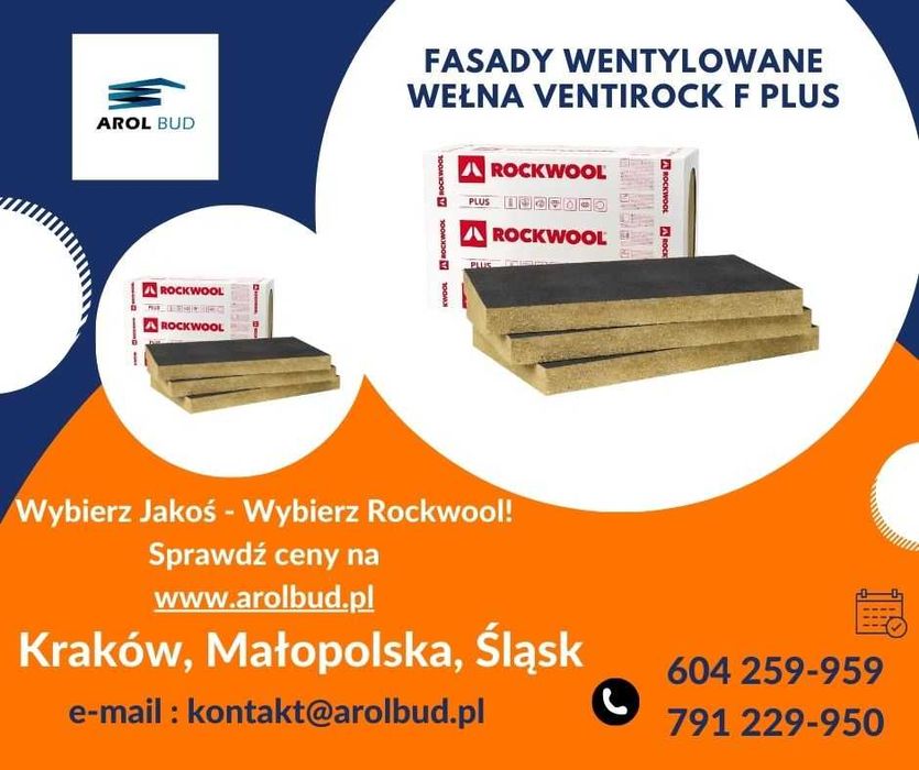 Rockwool Ventirock F Plus 034 gr. 100mm wełna na fasady wentylowane