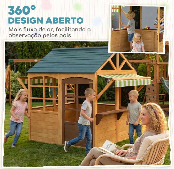 Casinha de jogos infantil em madeira. Nova nunca foi usada