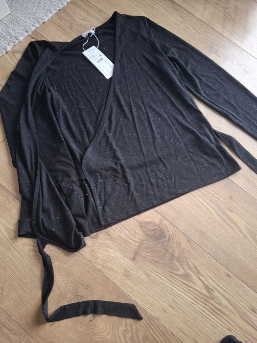 Rozmiar XS, bluzka kopertowa wiązana, sweterek z wiskozy,