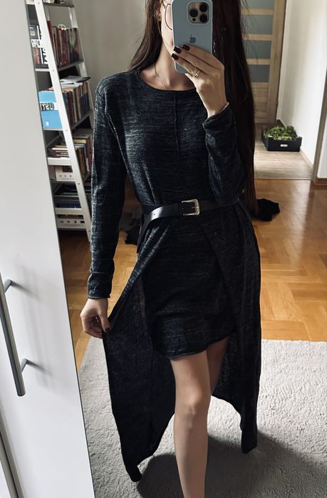 Asymetryczna sukienka szara Zara S/M