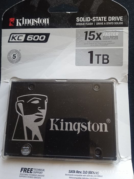 SSD дискKingston KC 600 1 TB 2,5 SATA lll 3D NAND Новий