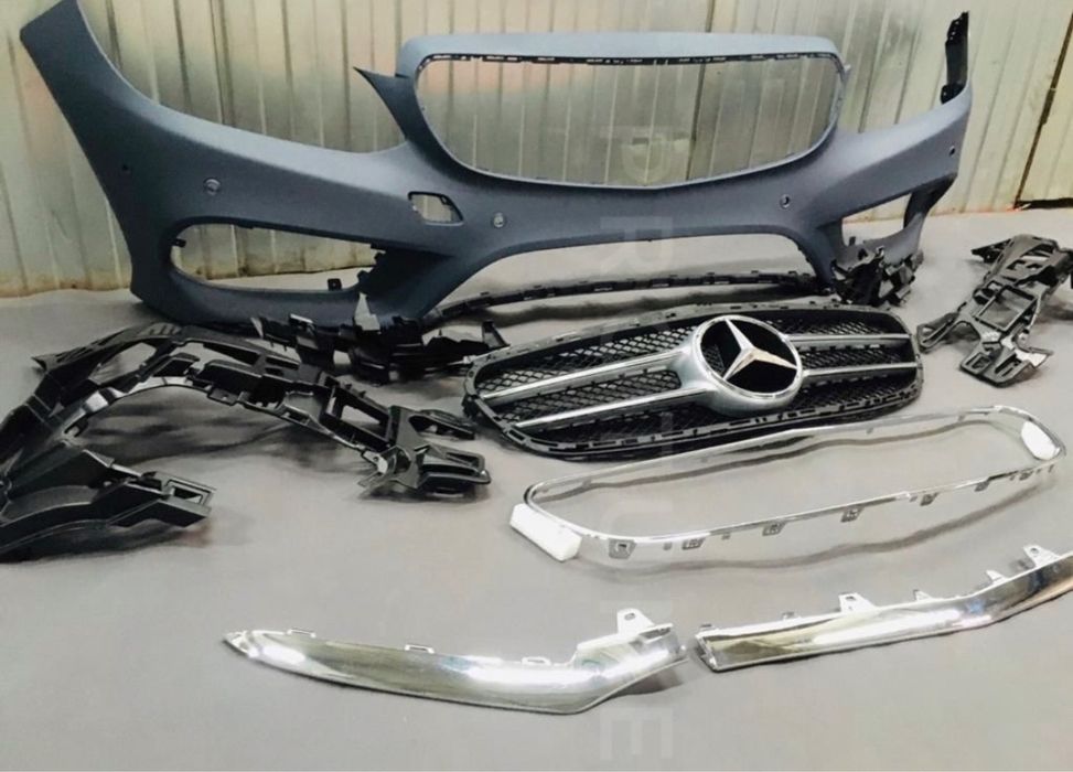 Бампер передний AMG решетка Mercedes E-Class W212 Рестайлинг