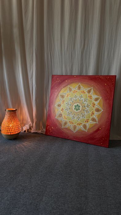 Obraz na płótnie- mandala ręcznie robiony 80x80