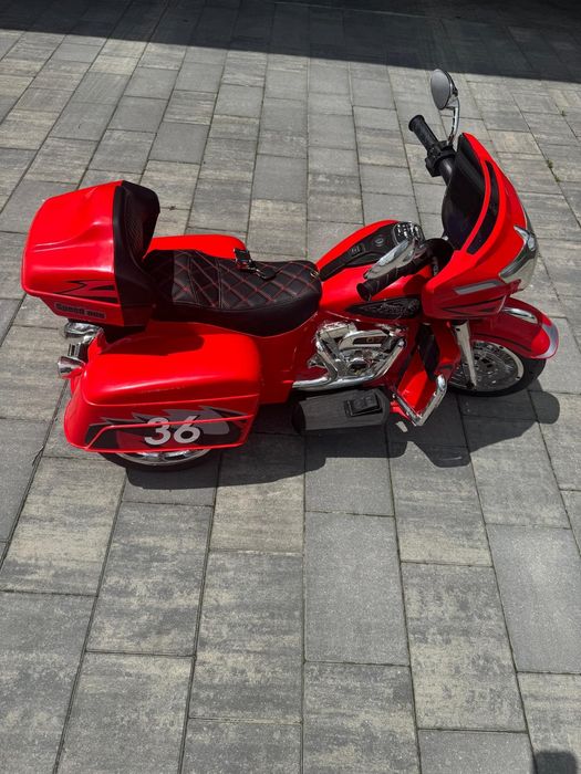 Motocykl motor pojazd na akumulator dla dzieci czerwony MP3 BT+  LED