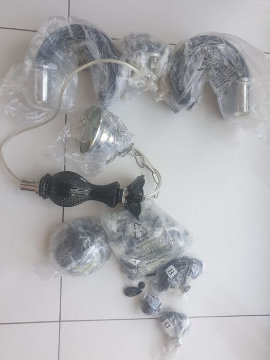 Kryształowt żyrandol, kryształki, czarny, glamur