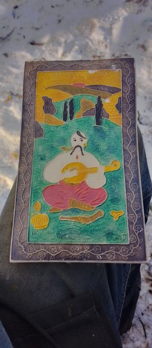 Вінтаж на глінана козак с кобзай