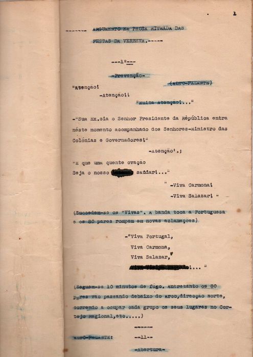 ARGUMENTO - Peça de teatro "Verbena"