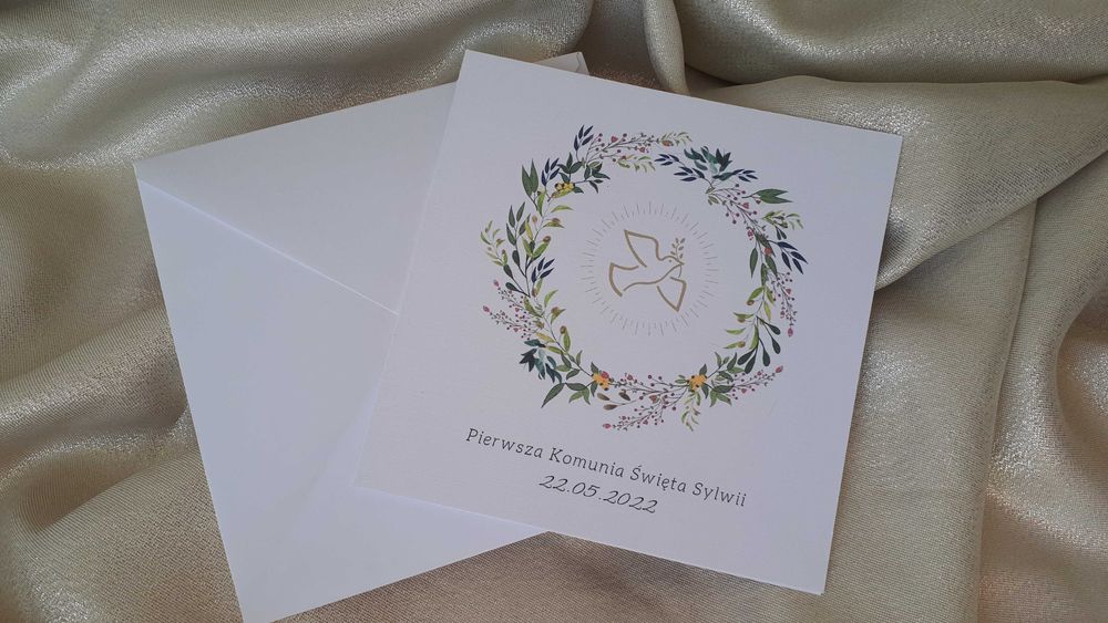 Kartka na Komunię Świętą personalizowana 14 x14