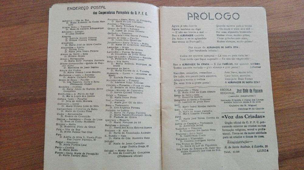Raridade — Almanaque de Santa Zita do ano de 1954