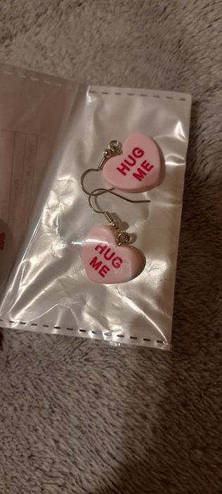 Kolczyki różowe serduszka emo alternative cute kawaii pink heart anime