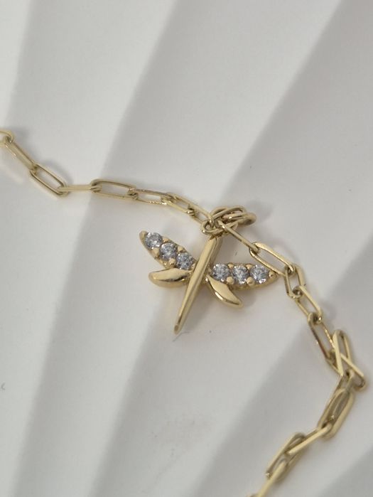 Nowa złota bransoletka na kostkę nogę słońce cyrkonie waszka p. 585