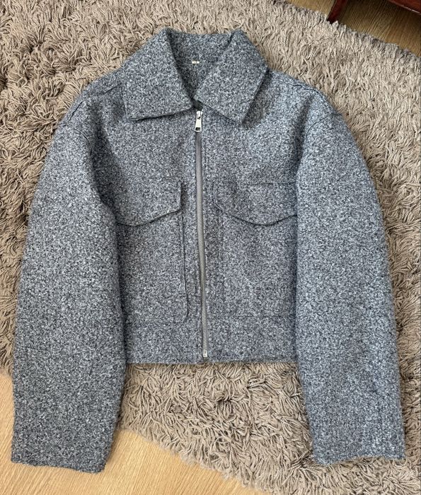 Женская короткая серая курточка пиджак zara