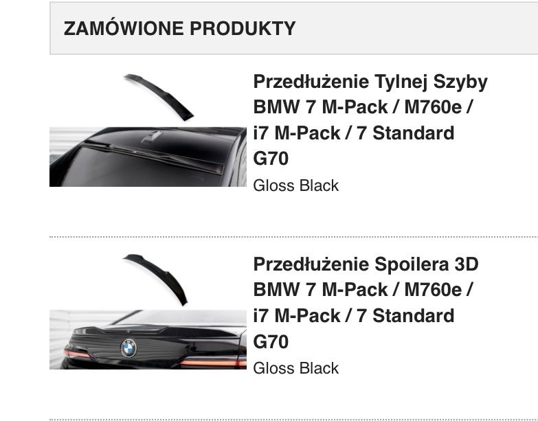 Przedłużenie tylnej szyby + spoiler 3D BMW G70 / i7 G70 Maxton Design – NOWE