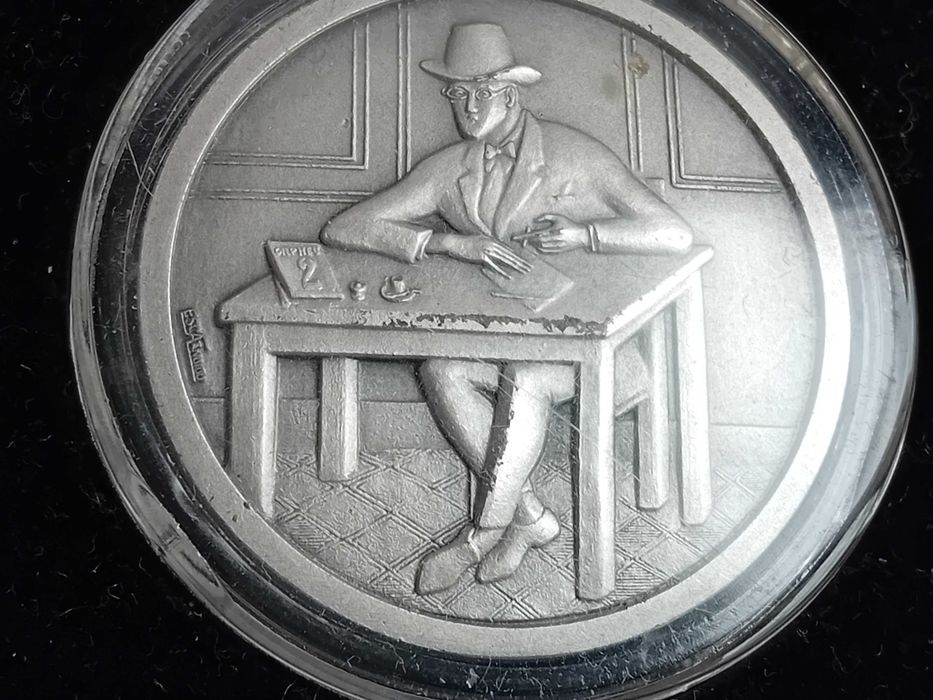 3 medalhas prata 925% comemorativas 100 anos Almada Negreiros,  estojo