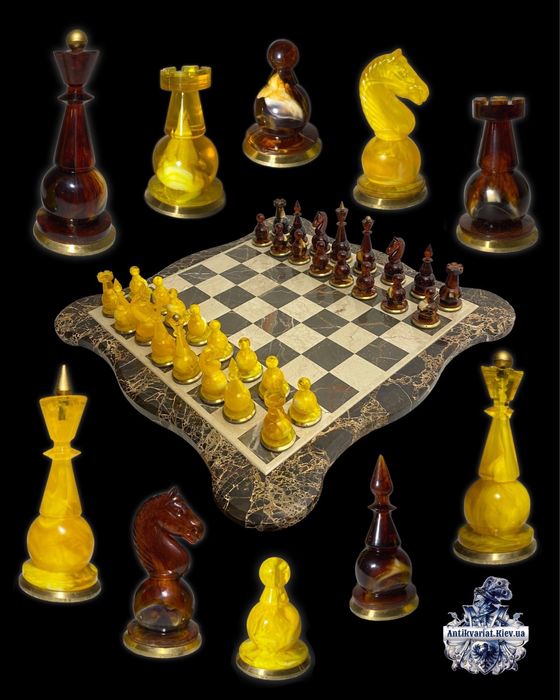 Антикварні янтарні шахи шахмати шахматы шахматные фигури шахові фігури