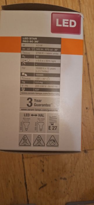 Nowe żarówki Led OSRAM E27 40/60W R63