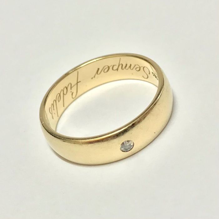 Złota OBRĄCZKA ślubna 14K cudowny BRYLANT r. 16