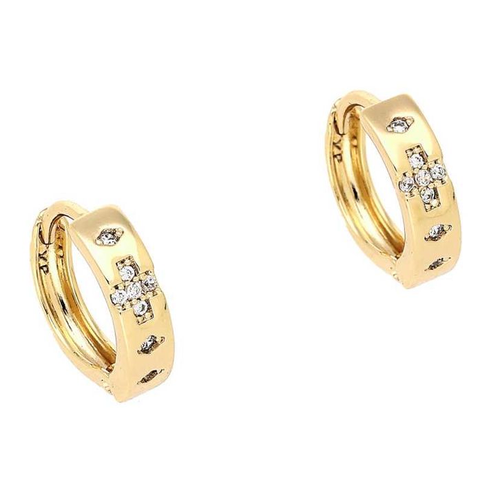 82239 Kolczyki 18k pozłacane 13/4 MM eleganckie z cyrkoniami